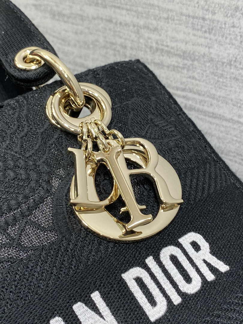 Dior Medium Lady D-Lite Bag M0565 Black Butterfly Macramé Embroidery - Default Title - View 8
