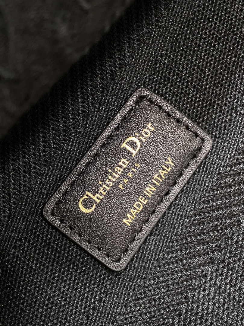Dior Medium Lady D-Lite Bag M0565 Black Toile de Jouy Soleil Macramé Embroidery - Default Title - View 7