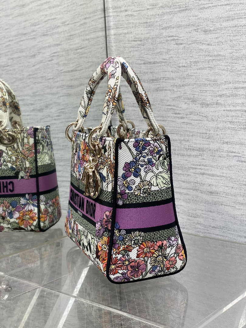 Dior Medium Lady D-Lite Bag M0565 White Multicolor Saisons Été Embroidery - Default Title - View 4