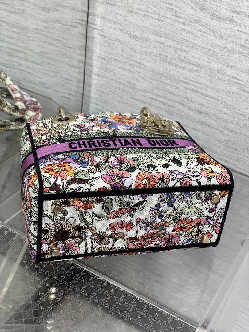 Dior Medium Lady D-Lite Bag M0565 White Multicolor Saisons Été Embroidery - Default Title - View 5