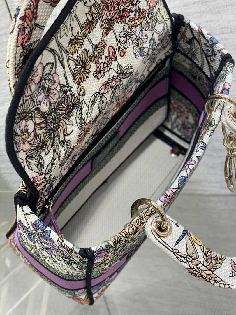 Dior Medium Lady D-Lite Bag M0565 White Multicolor Saisons Été Embroidery - Default Title - View 6