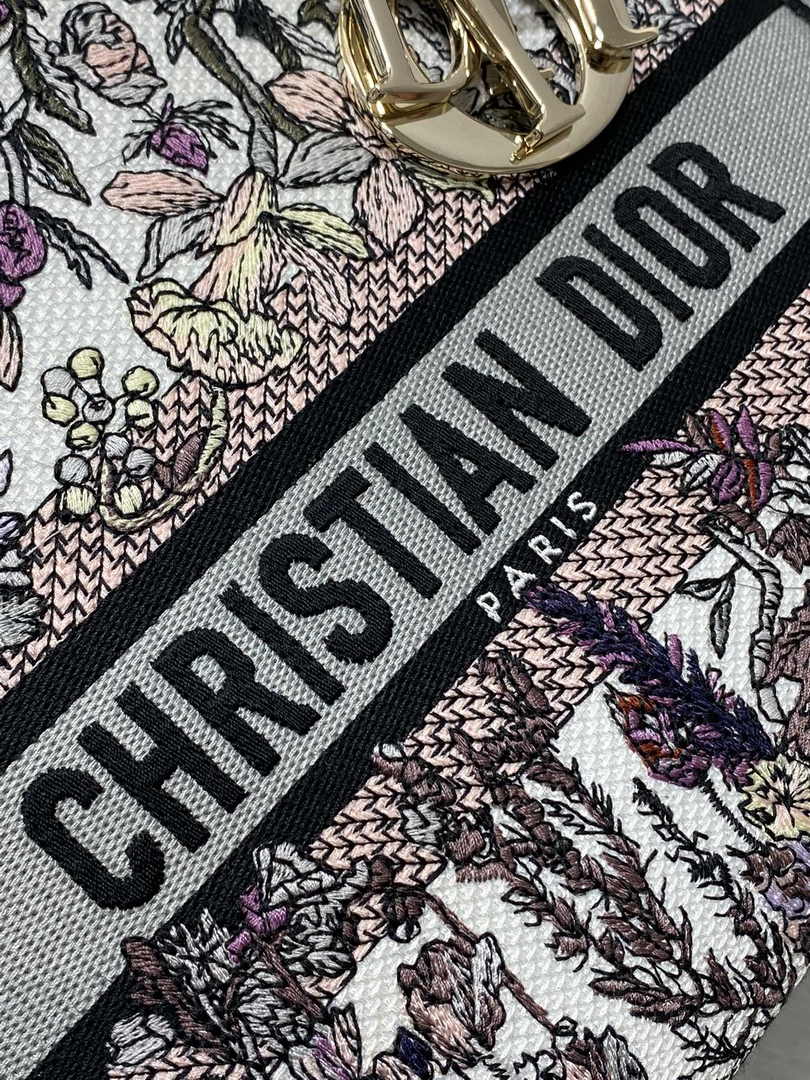 Dior Medium Lady D-Lite Bag M0565 White Multicolor Saisons Hiver Embroidery - Default Title - View 9