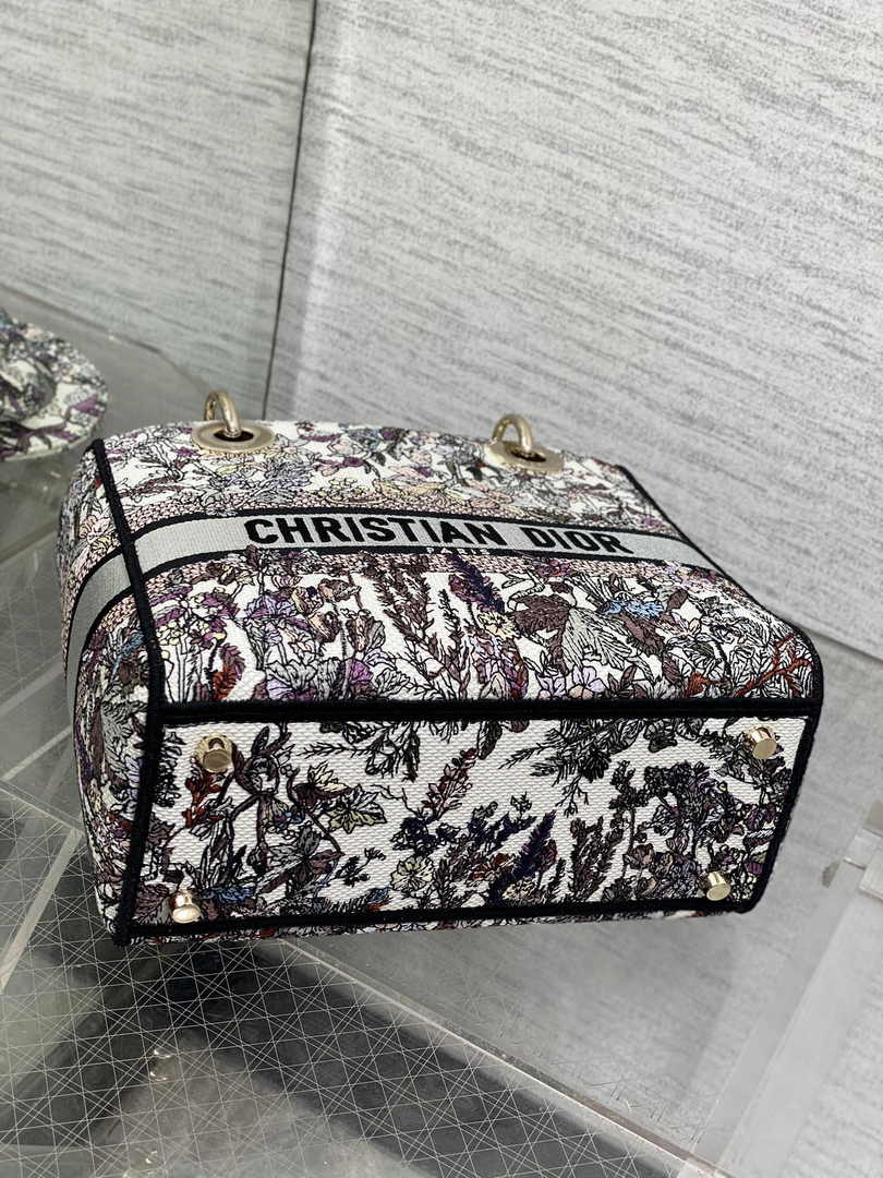 Dior Medium Lady D-Lite Bag M0565 White Multicolor Saisons Hiver Embroidery - Default Title - View 5