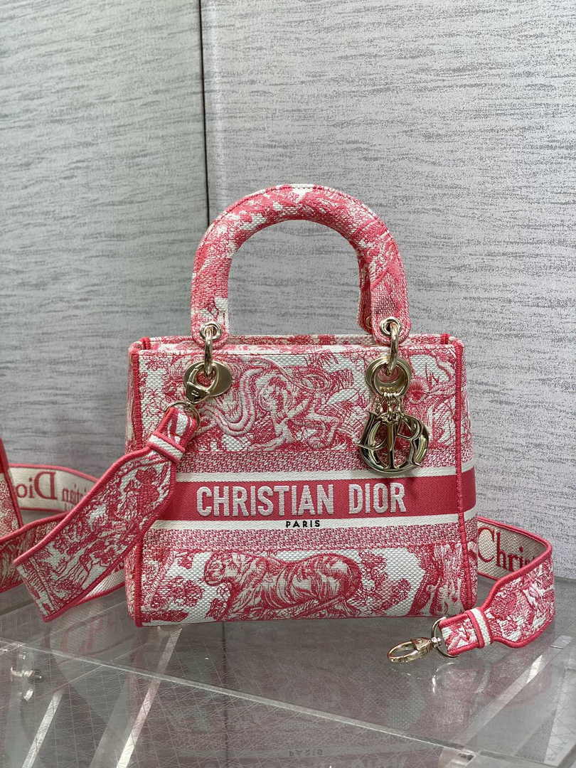 Dior Medium Dioriviera Lady D-Lite Bag M0565 Candy Pink Toile de Jouy Embroidery - Default Title - View 2