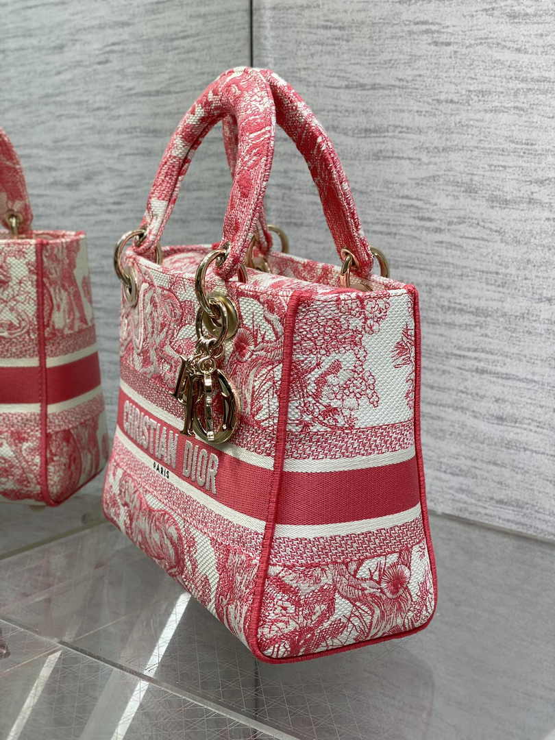 Dior Medium Dioriviera Lady D-Lite Bag M0565 Candy Pink Toile de Jouy Embroidery - Default Title - View 4