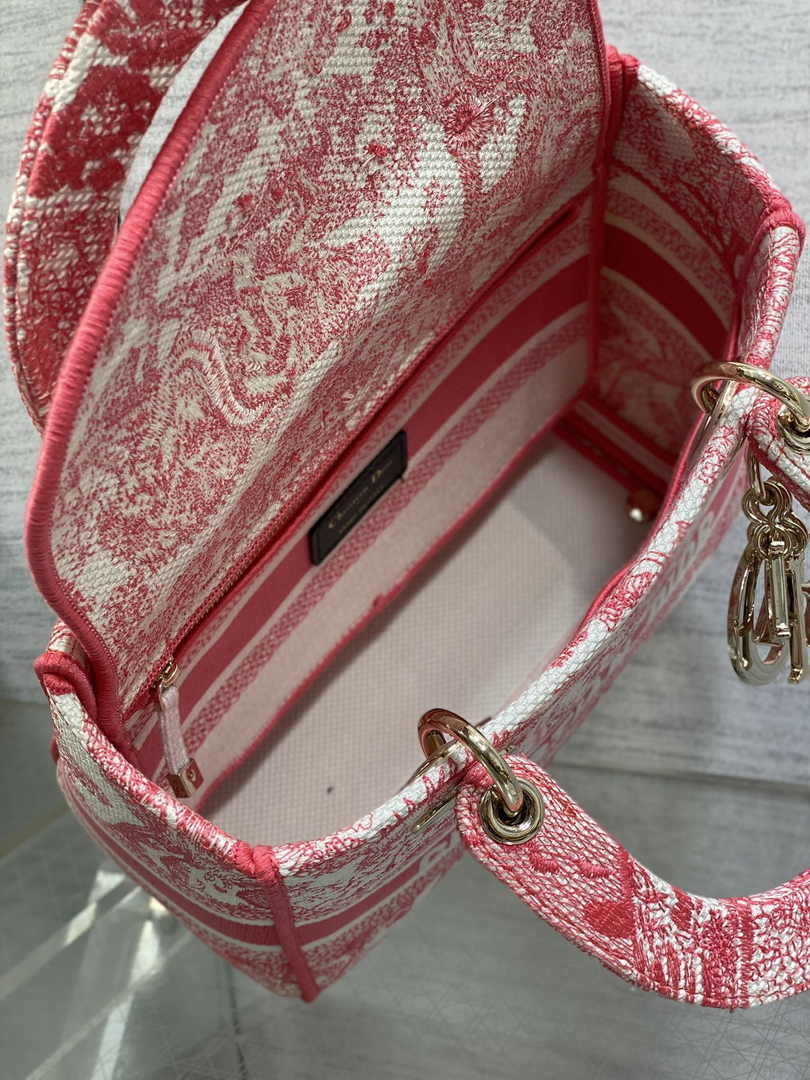 Dior Medium Dioriviera Lady D-Lite Bag M0565 Candy Pink Toile de Jouy Embroidery - Default Title - View 6