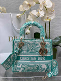 Dior Medium Dioriviera Lady D-Lite Bag M0565 Aquamarina Toile de Jouy Embroidery - Default Title - View 1