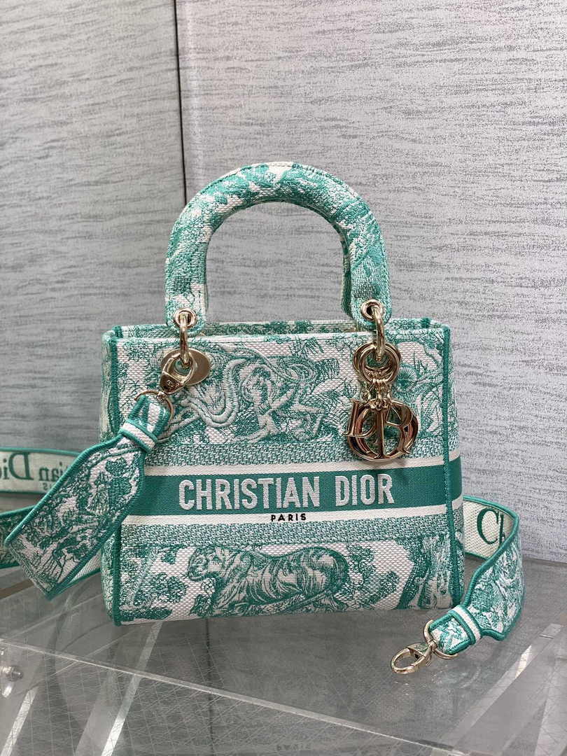 Dior Medium Dioriviera Lady D-Lite Bag M0565 Aquamarina Toile de Jouy Embroidery - Default Title - View 2