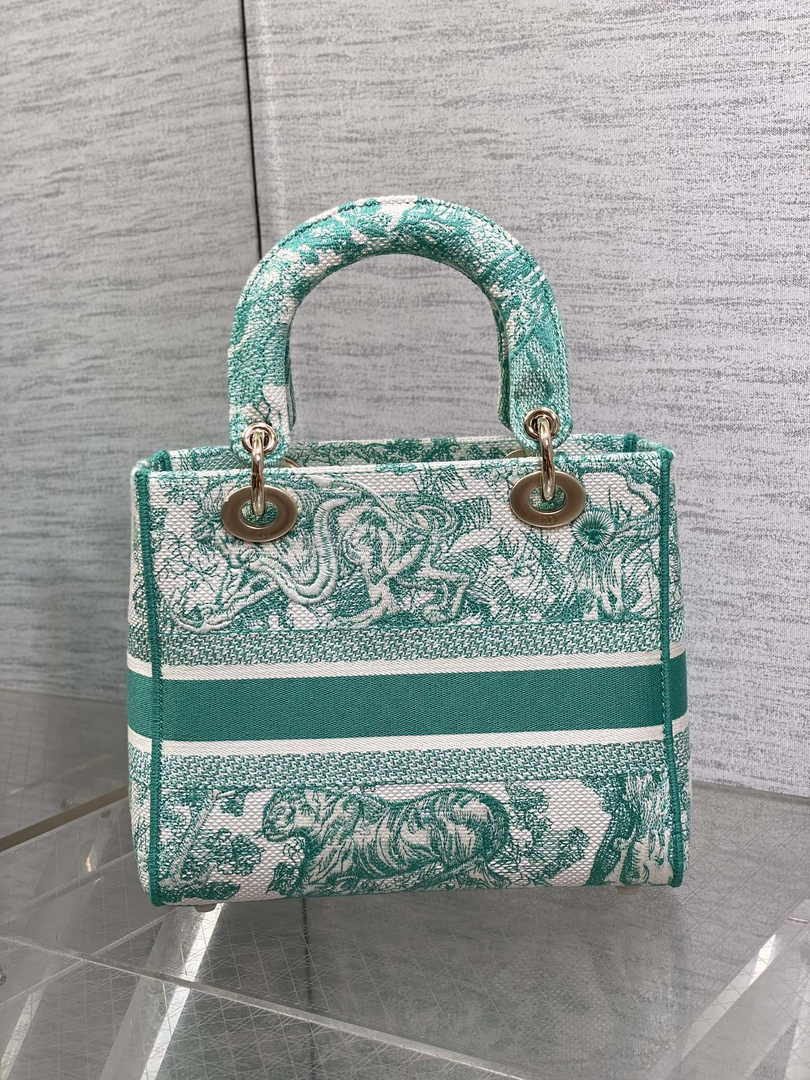 Dior Medium Dioriviera Lady D-Lite Bag M0565 Aquamarina Toile de Jouy Embroidery - Default Title - View 3