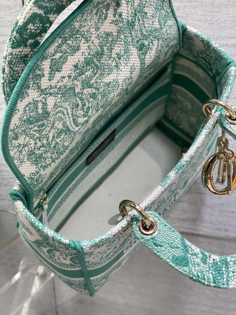 Dior Medium Dioriviera Lady D-Lite Bag M0565 Aquamarina Toile de Jouy Embroidery - Default Title - View 6