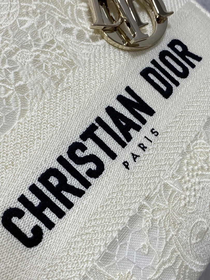 Dior Medium Lady D-Lite Bag M0565 White Toile de Jouy Soleil Macramé Embroidery - Default Title - View 9