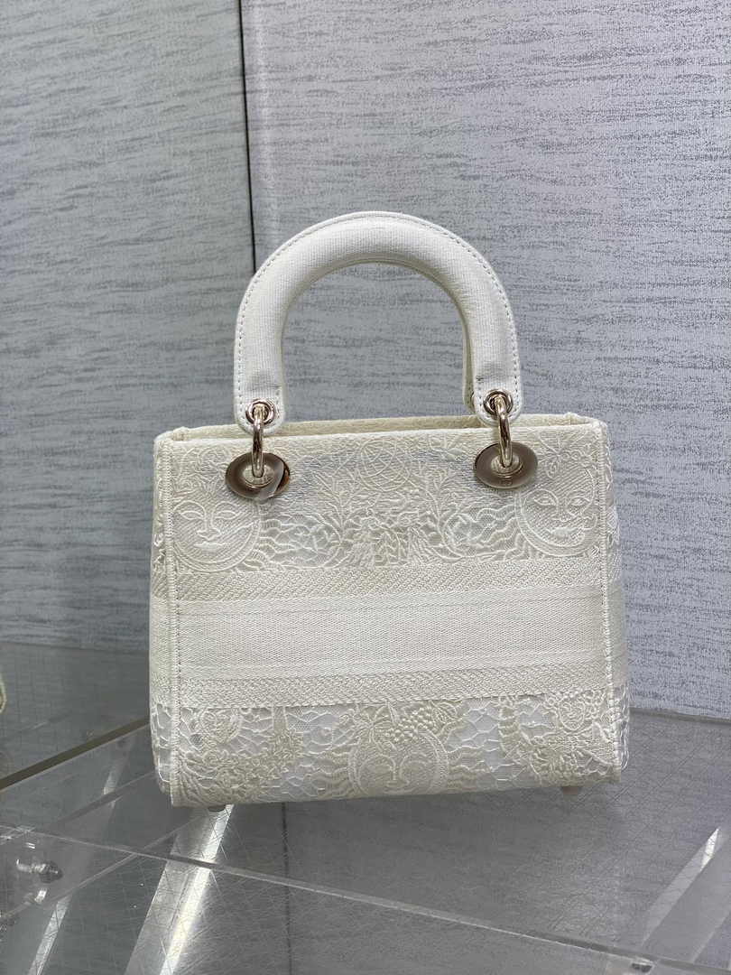 Dior Medium Lady D-Lite Bag M0565 White Toile de Jouy Soleil Macramé Embroidery - Default Title - View 3