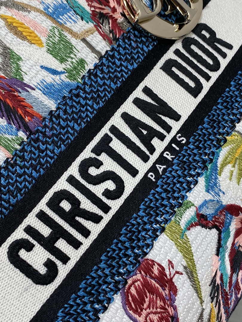 Dior Medium Lady D-Lite Bag M0565 White Multicolor Toile de Jouy Fantastica Embroidery - Default Title - View 8