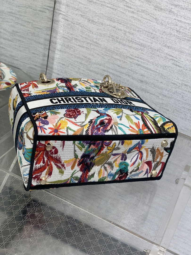 Dior Medium Lady D-Lite Bag M0565 White Multicolor Toile de Jouy Fantastica Embroidery - Default Title - View 5