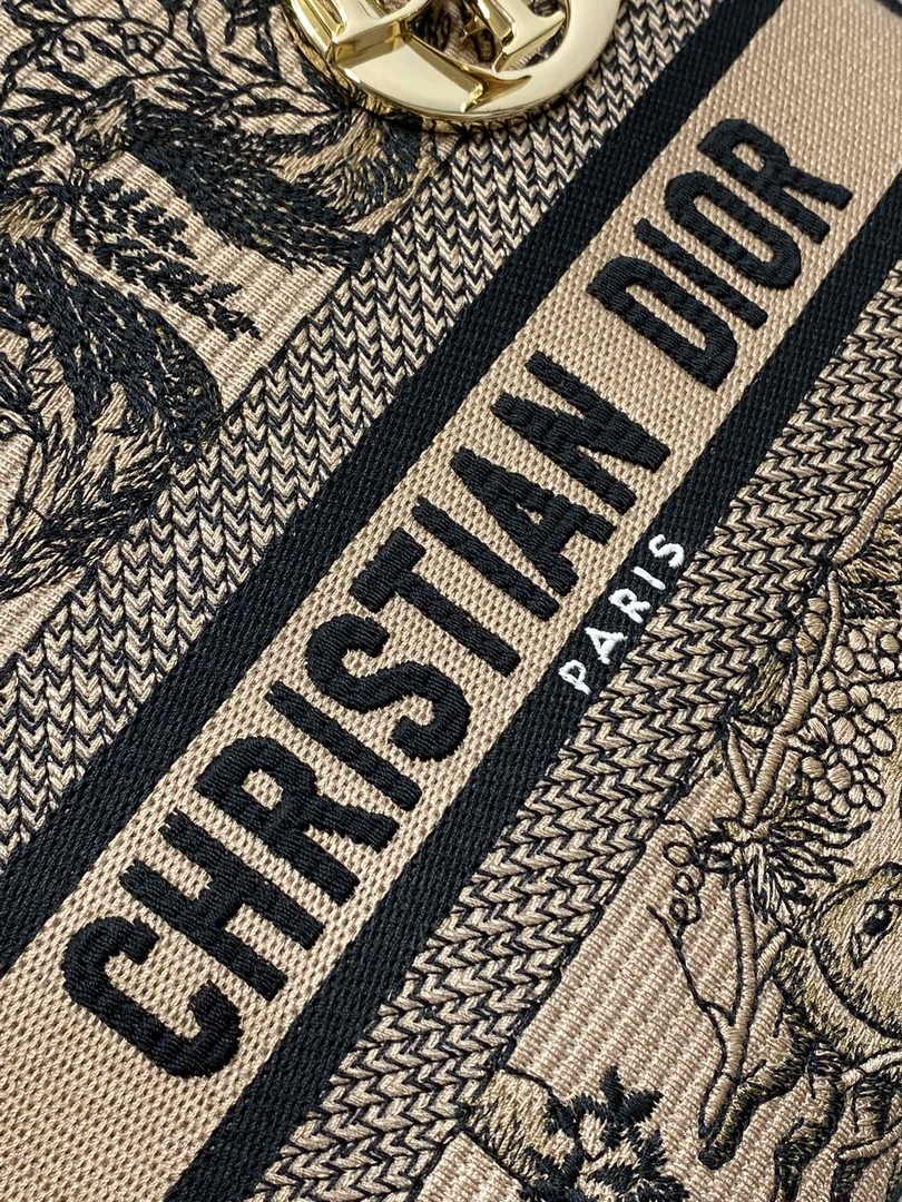 Dior Medium Lady D-Lite Bag M0565 Beige and Black Toile de Jouy Soleil Embroidery - Default Title - View 8