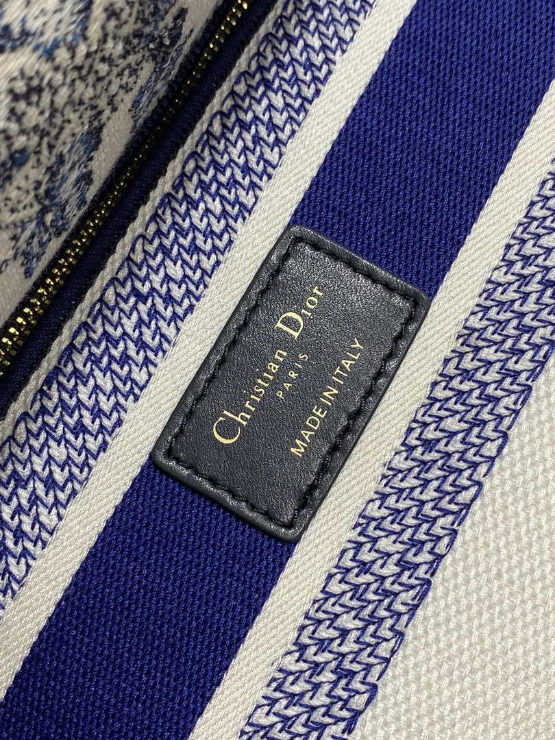 Dior Medium Lady D-Lite Bag M0565 Beige and Blue Toile de Jouy Soleil Embroidery - Default Title - View 7