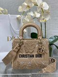 Dior Medium Lady D-Lite Bag M0565 Apricot Embroidery - Default Title - View 1