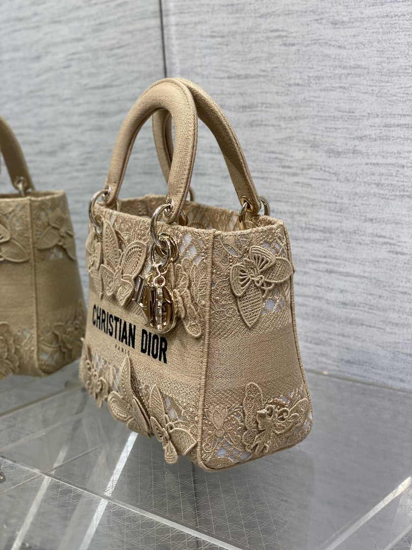 Dior Medium Lady D-Lite Bag M0565 Apricot Embroidery - Default Title - View 4