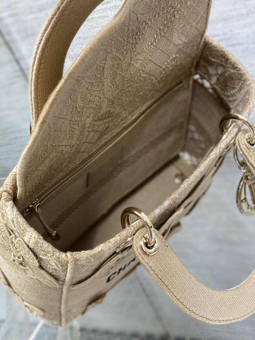 Dior Medium Lady D-Lite Bag M0565 Apricot Embroidery - Default Title - View 6