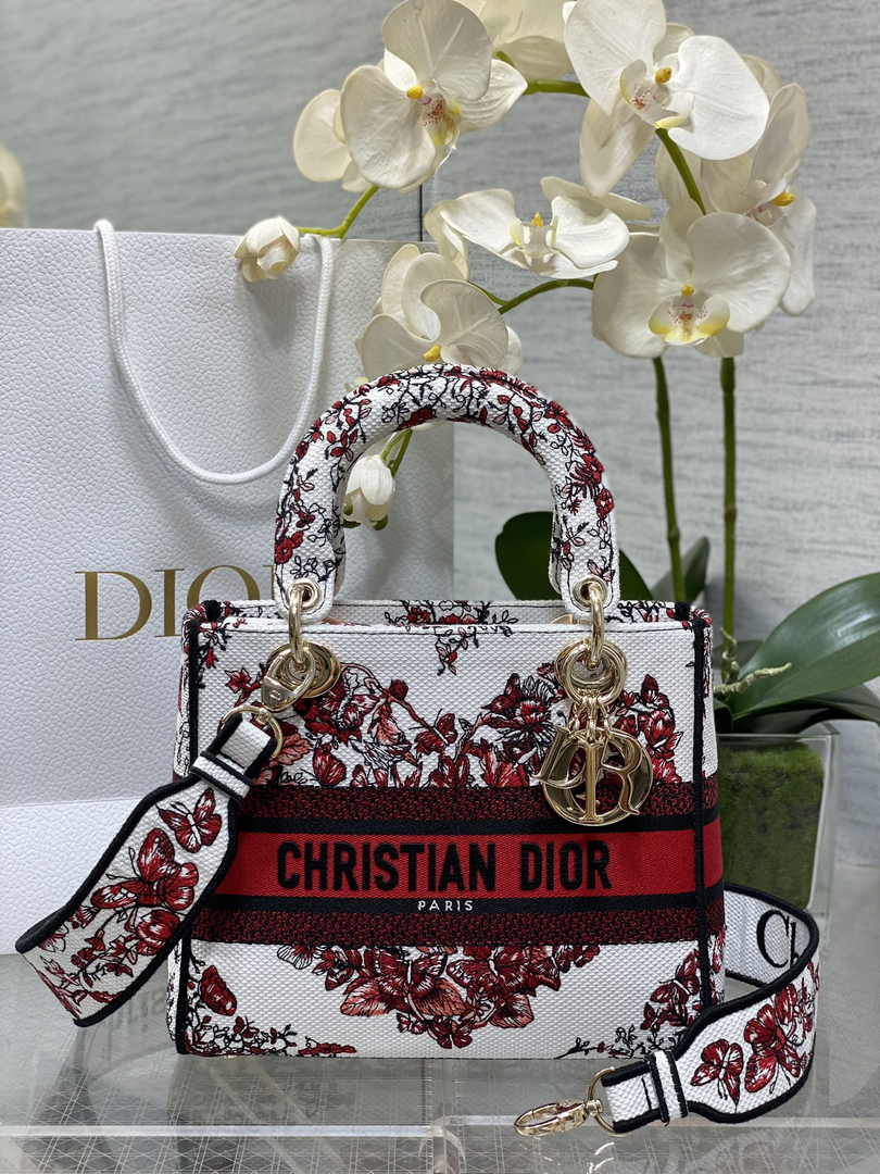 Dior Medium Lady D-Lite Bag M0565 White Cannage Lambskin E63 - Default Title - View 1