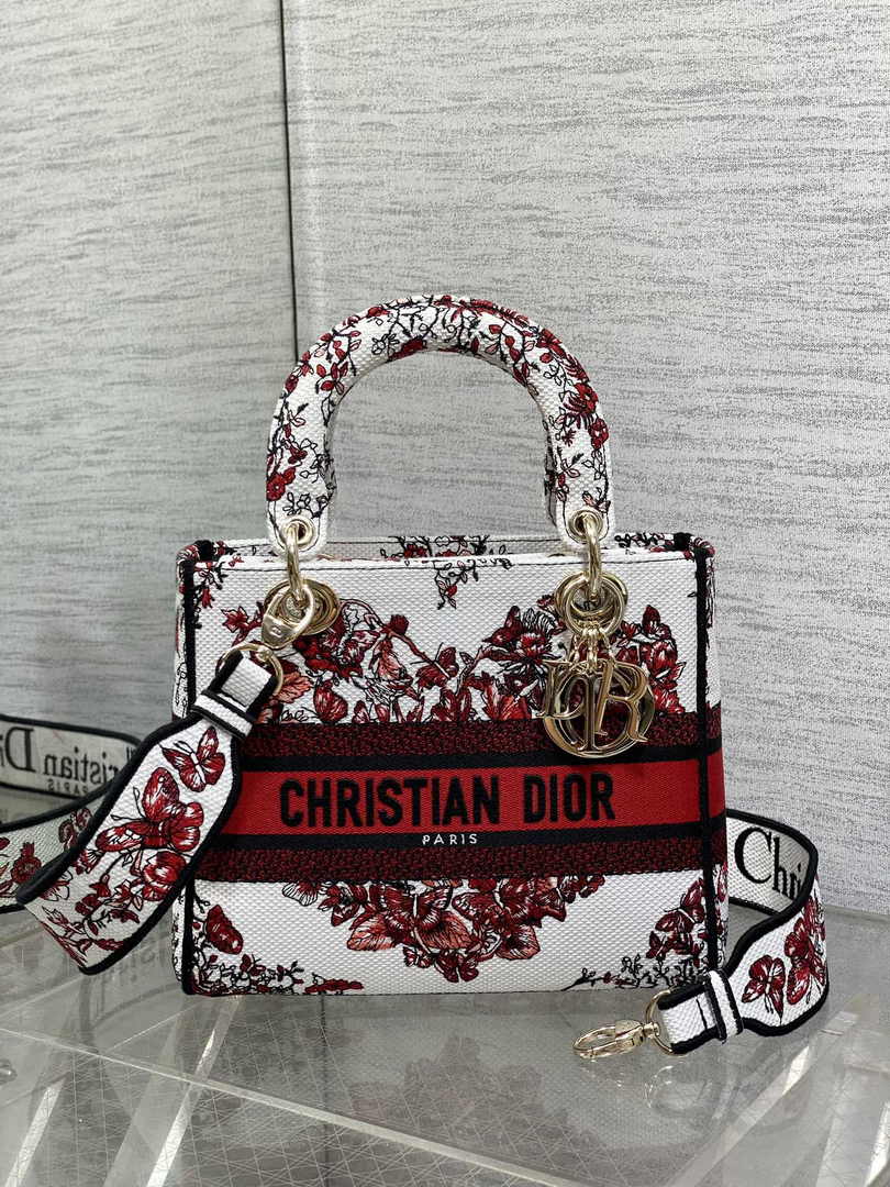 Dior Medium Lady D-Lite Bag M0565 White Cannage Lambskin E63 - Default Title - View 2