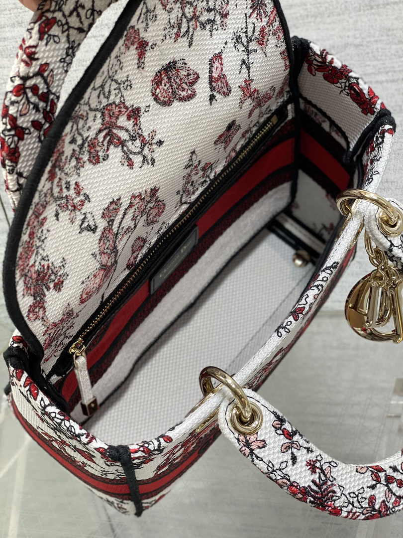 Dior Medium Lady D-Lite Bag M0565 White Cannage Lambskin E63 - Default Title - View 6