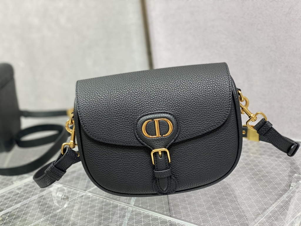 Dior Medium Bobby Bag M9319 Black Grained Calfskin