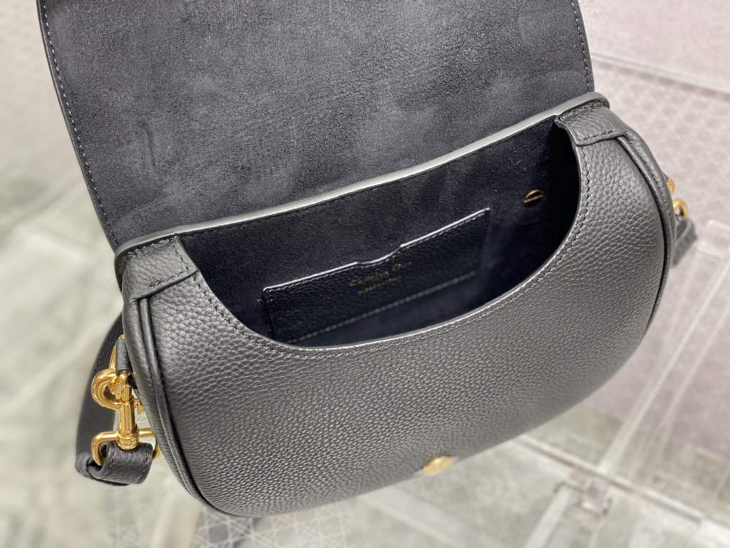 Dior Medium Bobby Bag M9319 Black Grained Calfskin