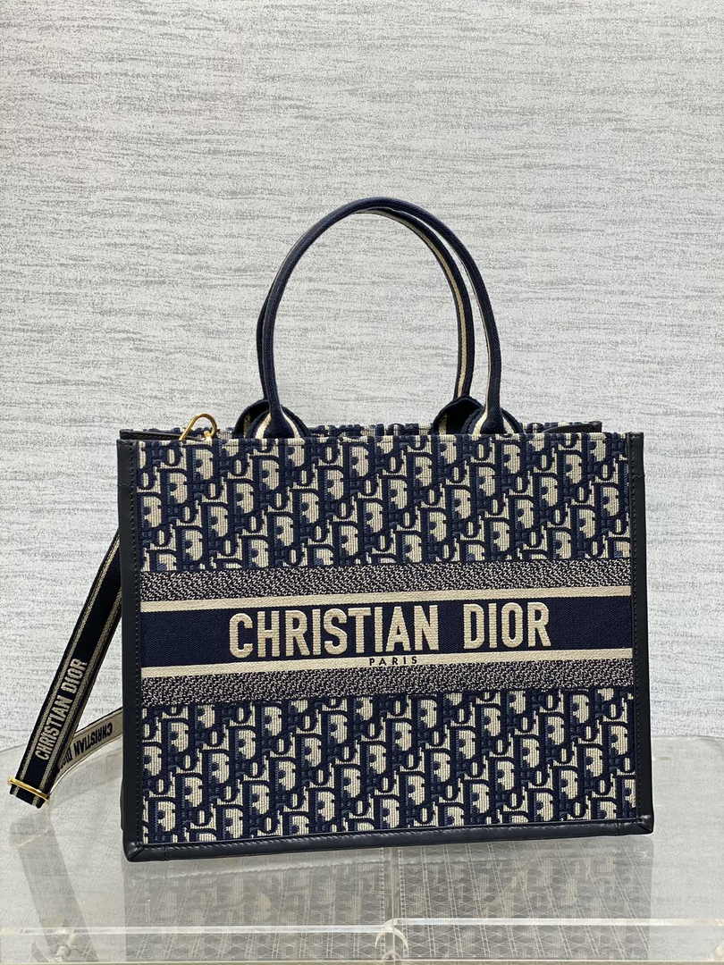 Dior Medium Book Tote M1324 Blue Dior Oblique Embroidery