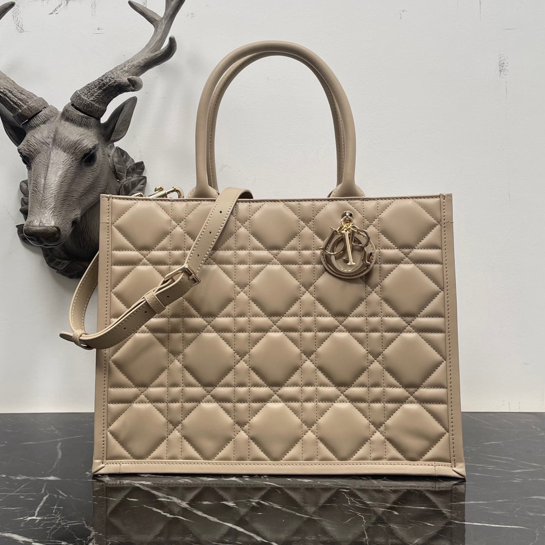 Dior Medium Book Tote M1324 Beige Macrocannage Calfskin