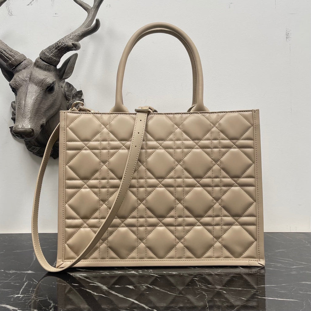 Dior Medium Book Tote M1324 Beige Macrocannage Calfskin