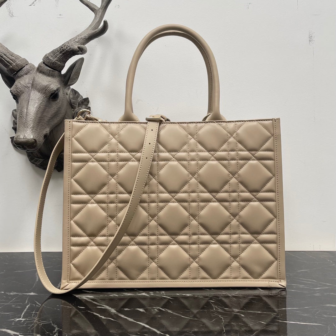 Dior Medium Book Tote M1324 Beige Macrocannage Calfskin