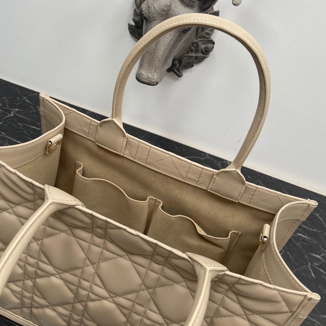 Dior Medium Book Tote M1324 Beige Macrocannage Calfskin