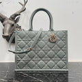 Dior Medium Book Tote M1324 Gray Macrocannage Calfskin