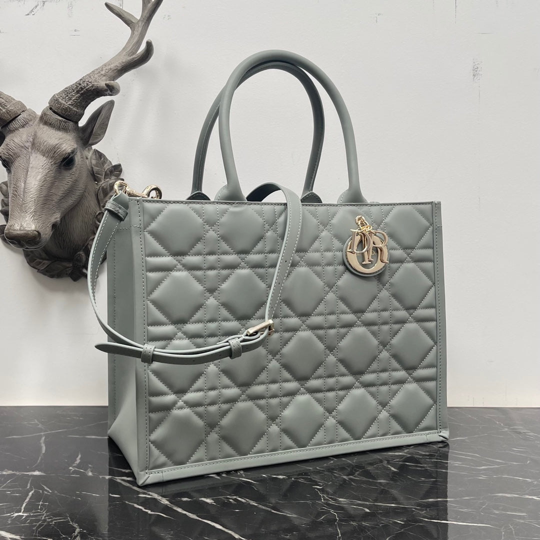 Dior Medium Book Tote M1324 Gray Macrocannage Calfskin