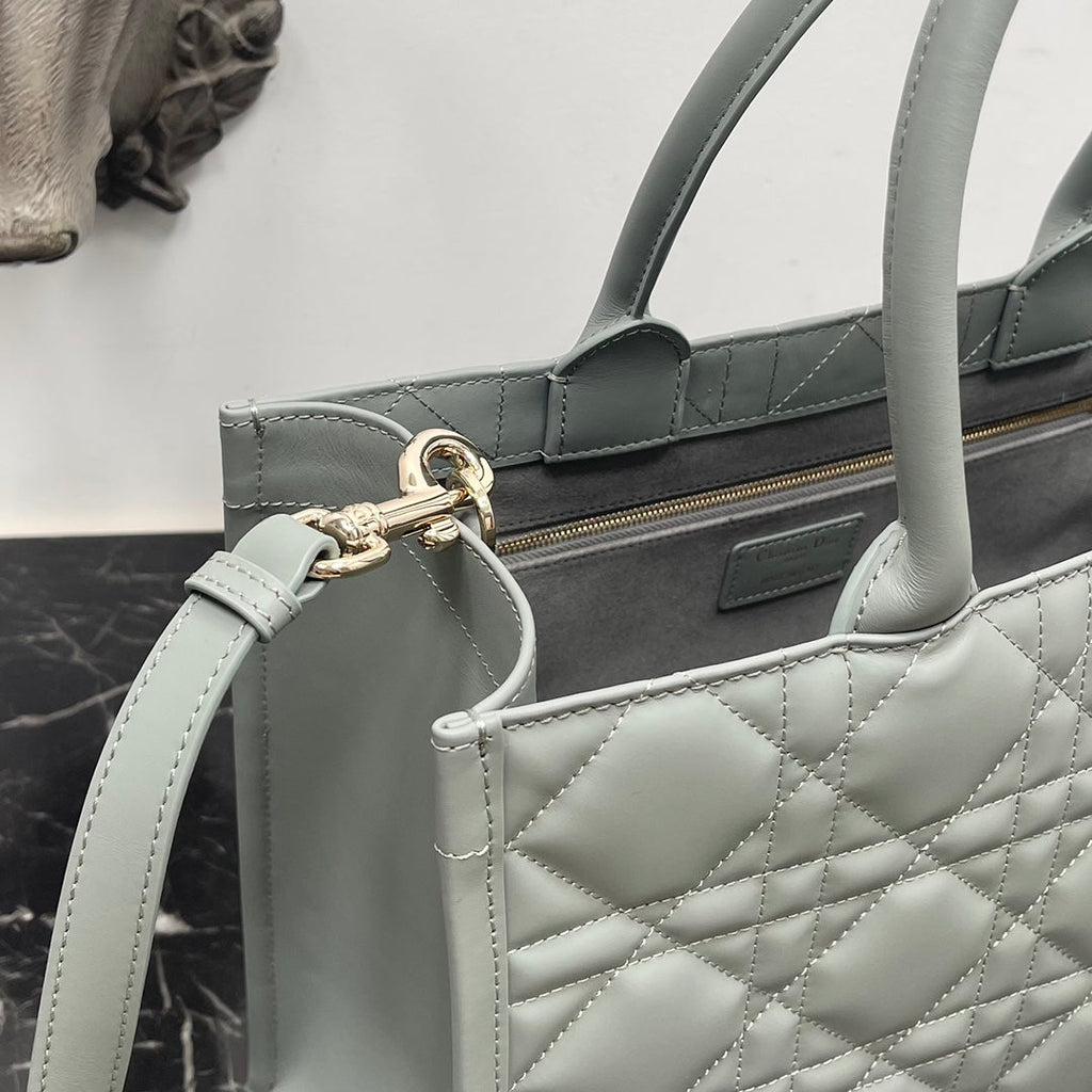 Dior Medium Book Tote M1324 Gray Macrocannage Calfskin