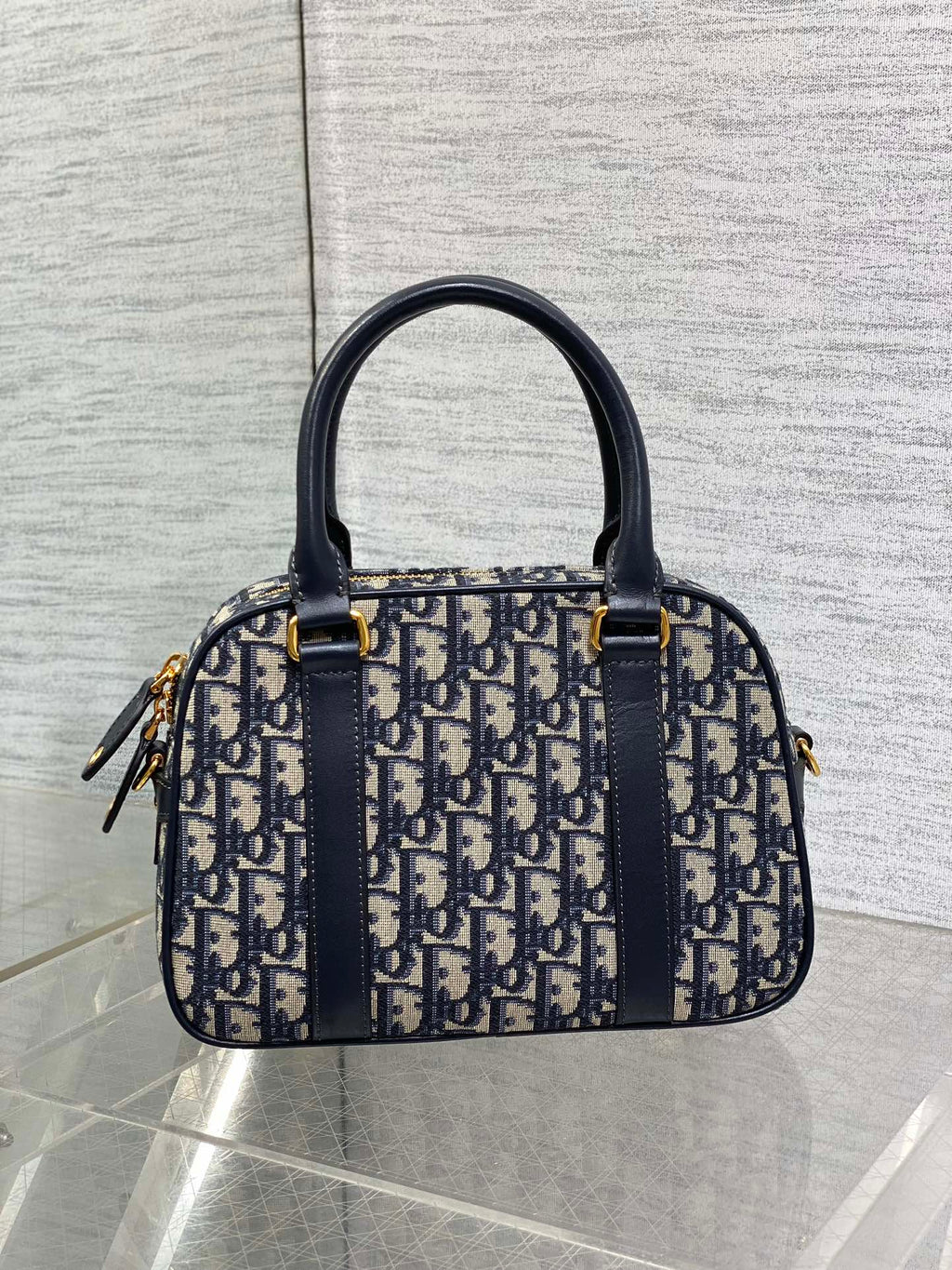 Dior Medium D-Vibe Bowling Bag M1340 Blue Dior Oblique Jacquard