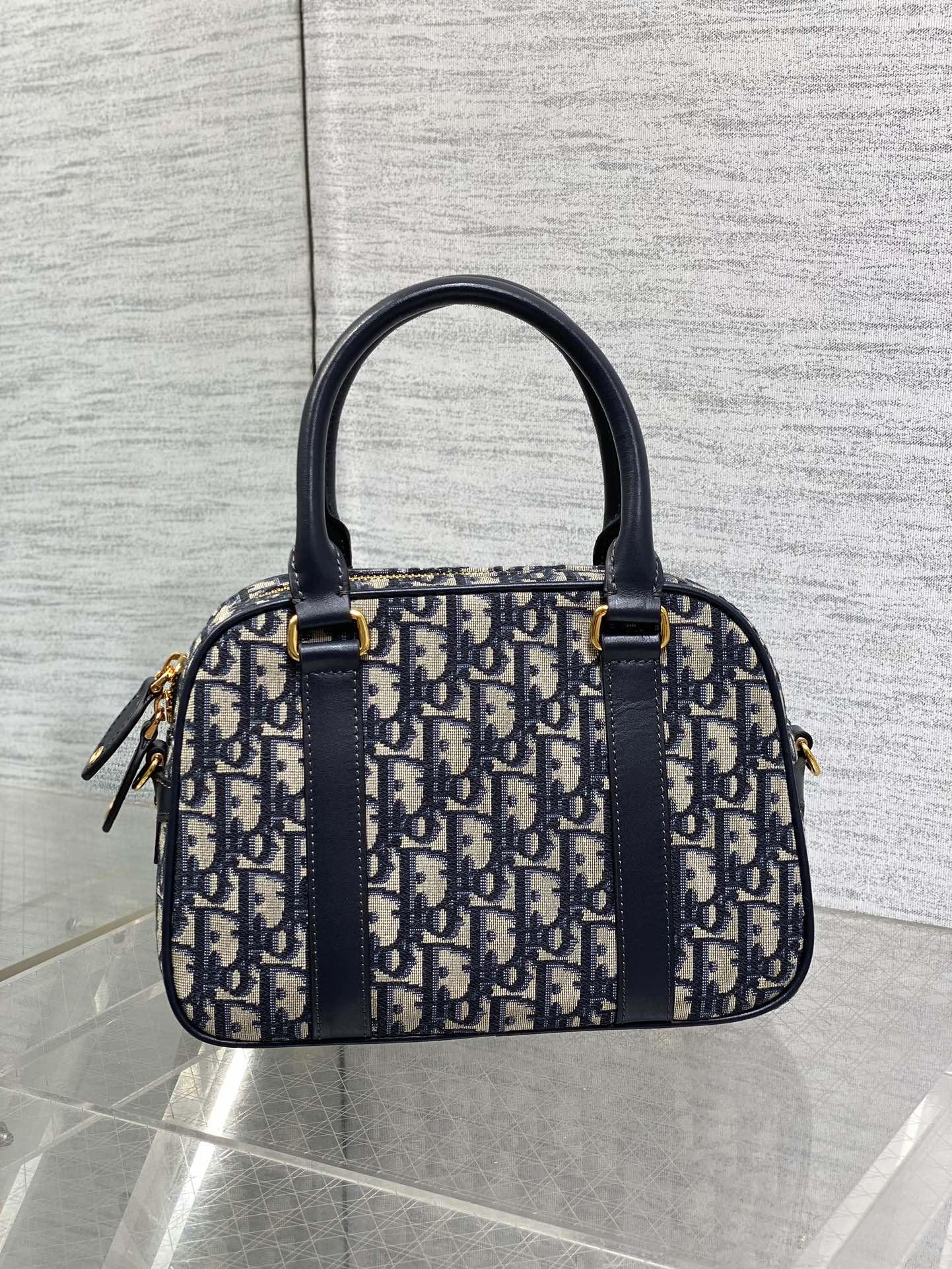 Dior Medium D-Vibe Bowling Bag M1340 Blue Dior Oblique Jacquard