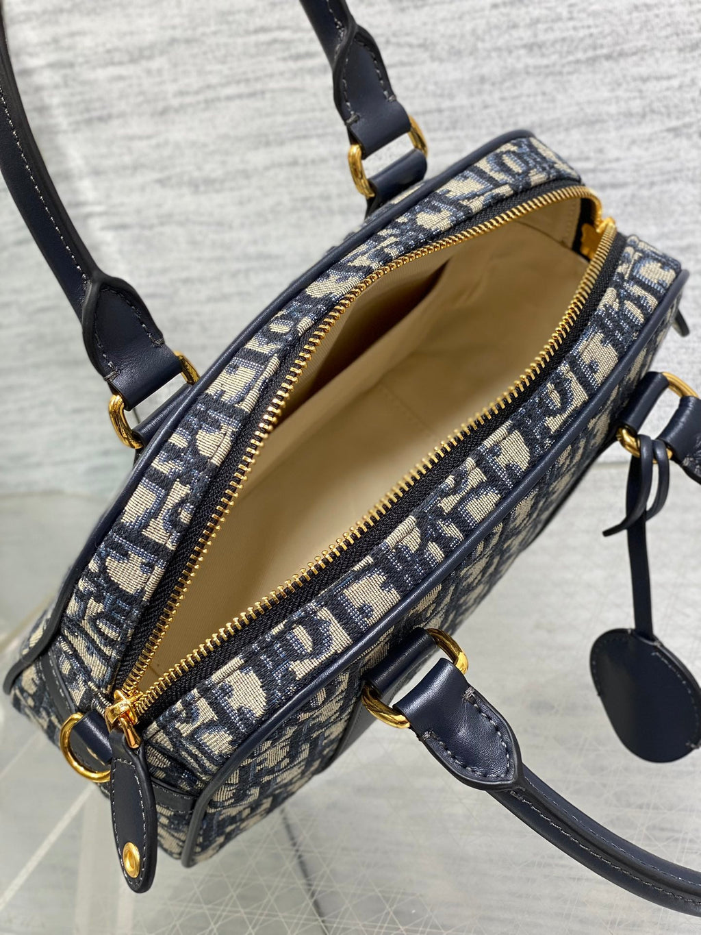 Dior Medium D-Vibe Bowling Bag M1340 Blue Dior Oblique Jacquard