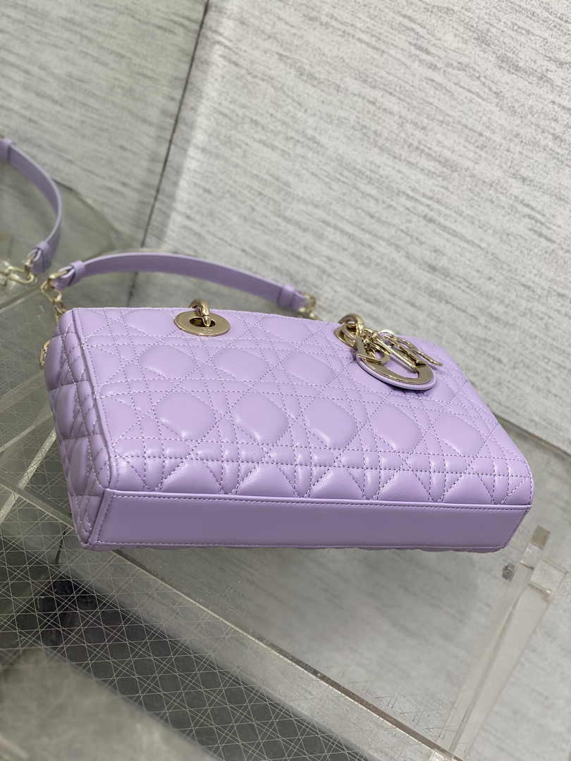 Dior Medium Lady D-Joy Bag M0540 Purple Cannage Lambskin - Default Title - View 4