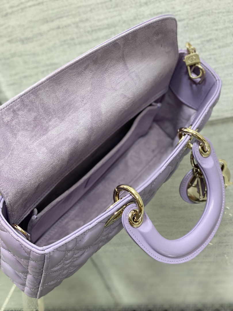 Dior Medium Lady D-Joy Bag M0540 Purple Cannage Lambskin - Default Title - View 5