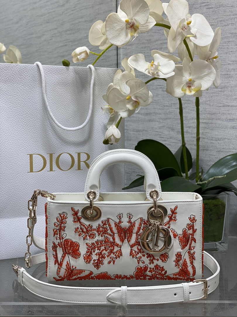 Dior Medium Lady D-Joy Bag M0540 White Cannage Lambskin - Default Title - View 1