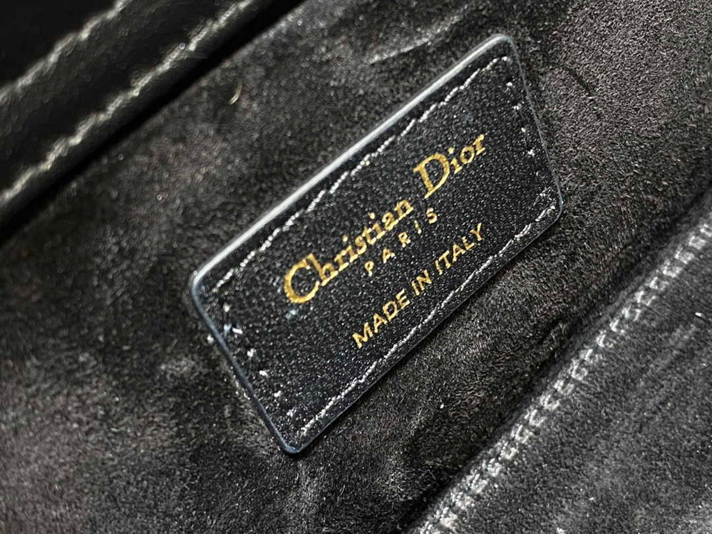 Dior Medium Lady D-Lite Bag M0565 Black Cannage Lambskin with Gold-Finish Sun Studs - Default Title - View 7
