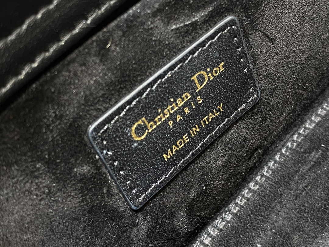 Dior Medium Lady D-Lite Bag M0565 Black Cannage Lambskin with Gold-Finish Sun Studs - Default Title - View 7