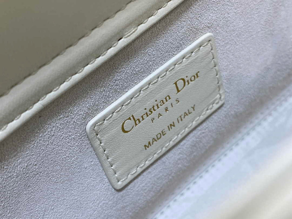 Dior Medium Lady D-Lite Bag M0565 White Cannage Lambskin with Gold-Finish Sun Studs - Default Title - View 7