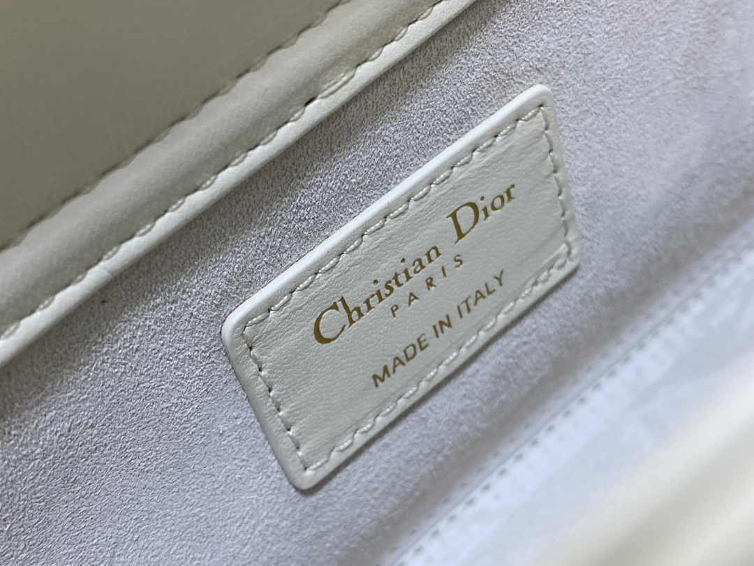 Dior Medium Lady D-Lite Bag M0565 White Cannage Lambskin with Gold-Finish Sun Studs - Default Title - View 7