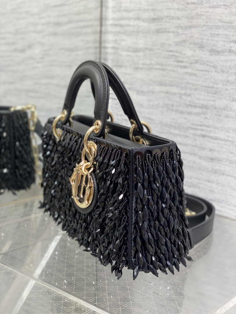 Dior Medium Lady D-Lite Bag M0565 Black Cannage Lambskin - Default Title - View 7