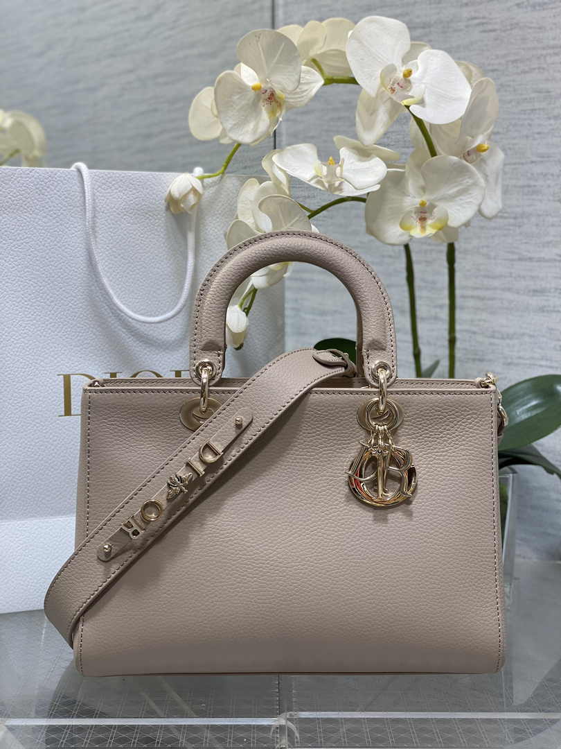 Dior Medium Lady D-Sire My ABCDior Bag M1151 Powder Beige Bull Leather - Default Title - View 1