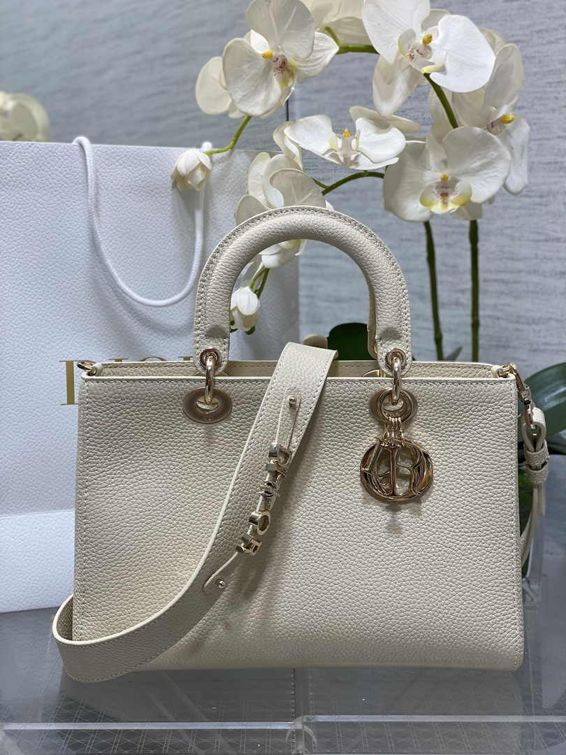 Dior Medium Lady D-Sire My ABCDior Bag M1151 Beige Bull Leather - Default Title - View 1