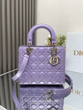 Dior Medium Lady Dior Bag M0565 Purple Cannage Lambskin - Default Title - View 1
